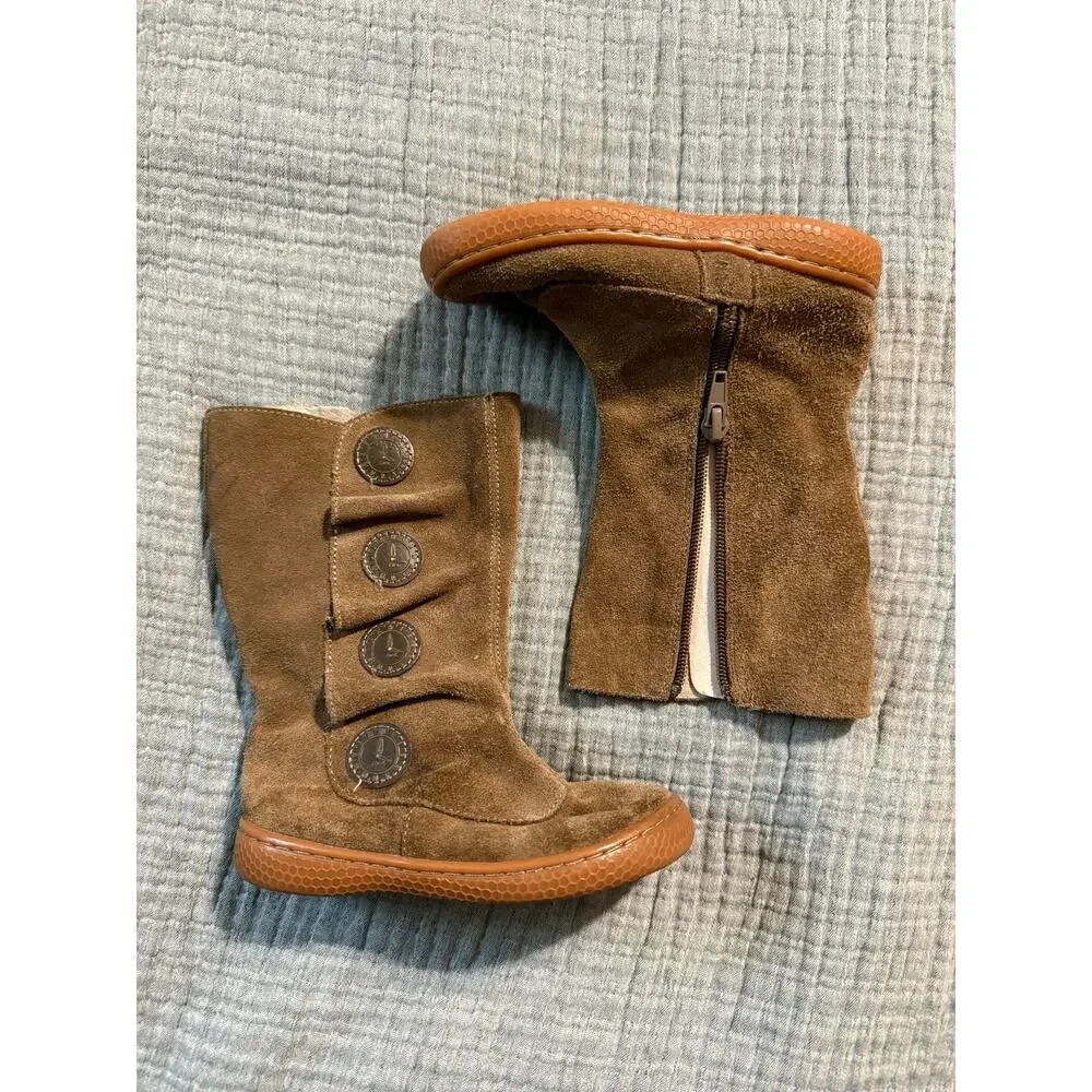 Livie & Luca Suede Boots Toddler Size 9 Brown Zip Up Button Shoes Baby